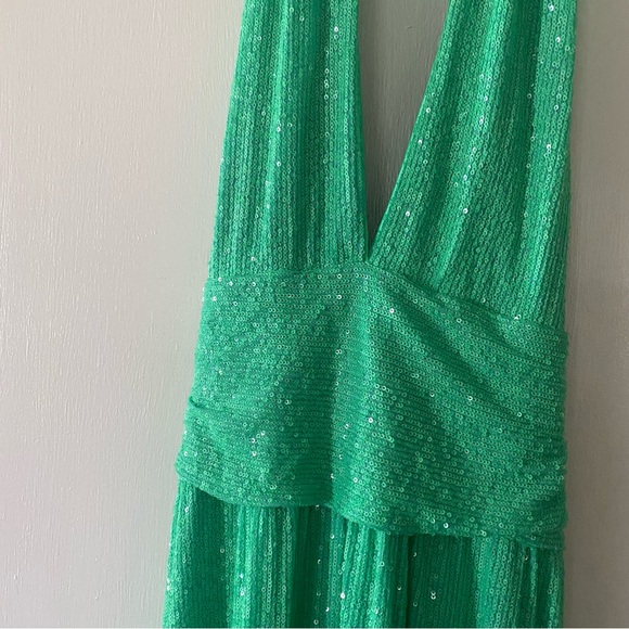 NWOT SHO by Tadashi Shoji Sasha Sequin Halter Maxi Gown - Picture 6 of 7